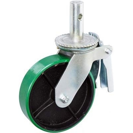 Casterhq 8"x2" Scaffold Caster W/ Brake, Polyurethane ON CAST Iron Wheel 8X2-PCI-SCSO4